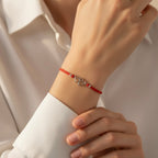 Red String Bracelet with Sterling Silver 925 Hearts Charm “Together”