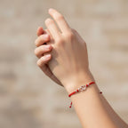 Red String Bracelet with Sterling Silver 925 Hearts Charm “Together”