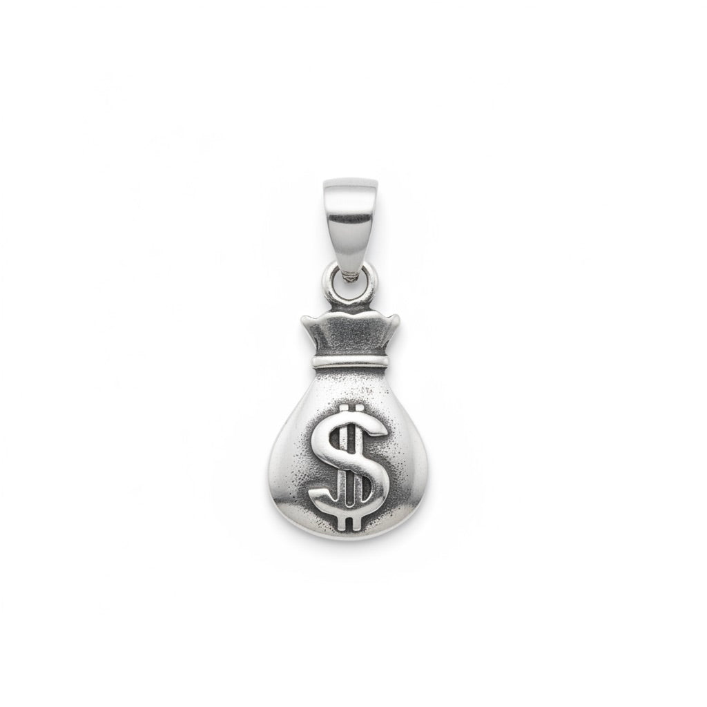 Sterling Silver 925 Money Bag Pendant "Good Fortune"