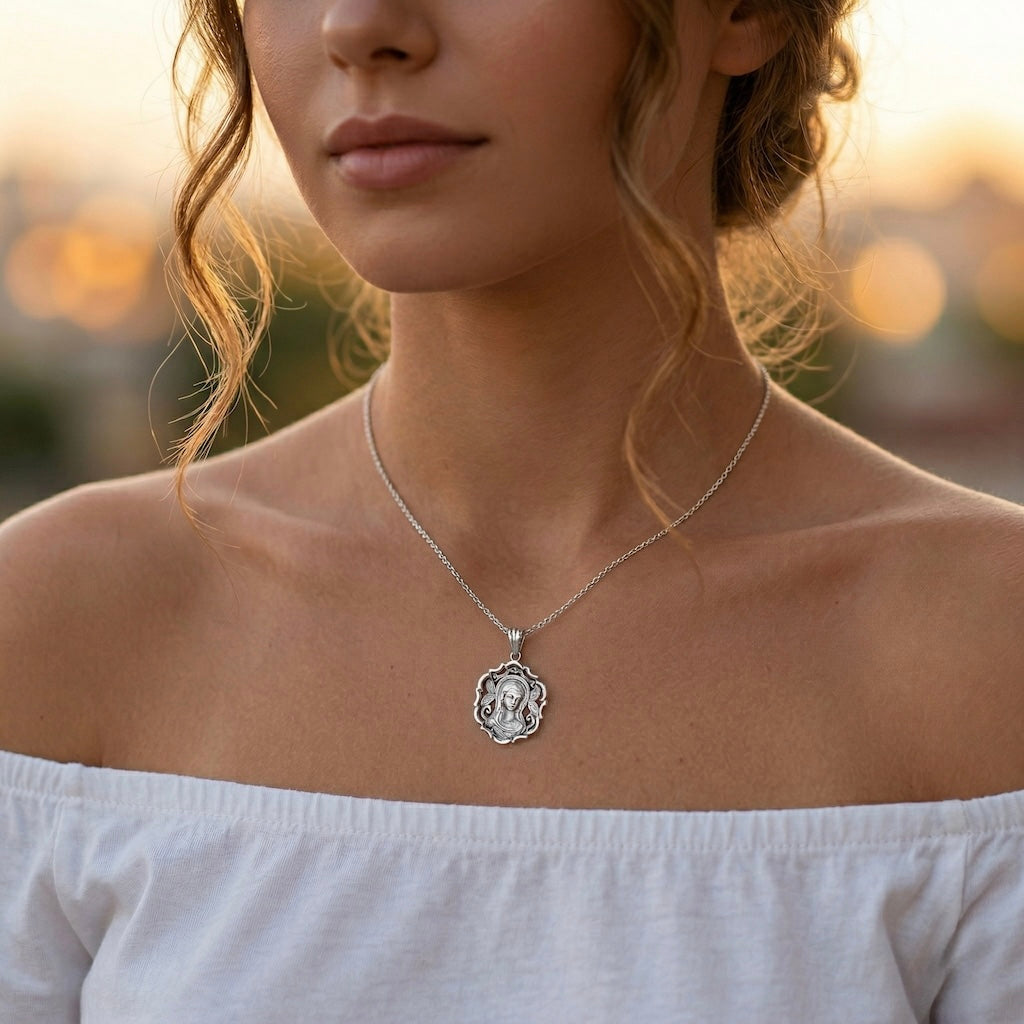 Sterling Silver 925 Virgin Mary Pendant “Divine”