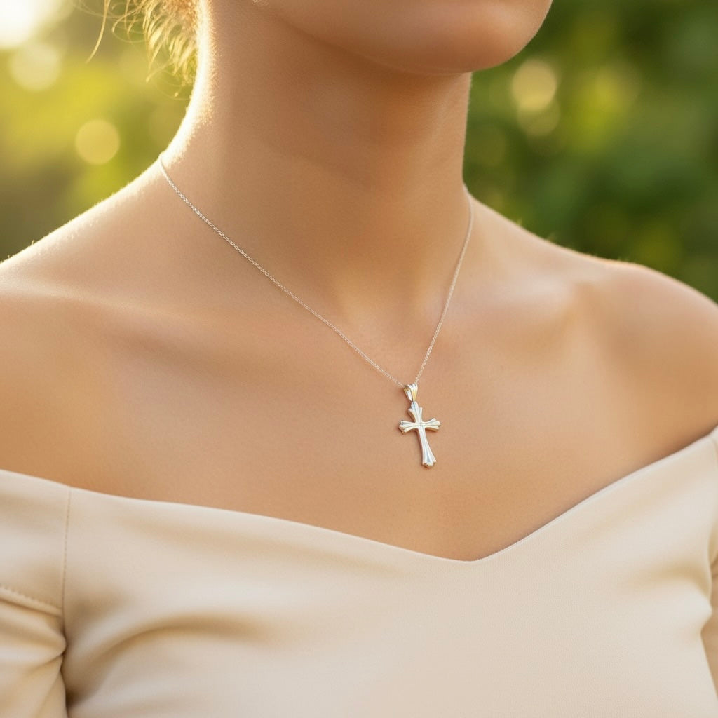 Sterling Silver 925 Cross Pendant "Serenity"