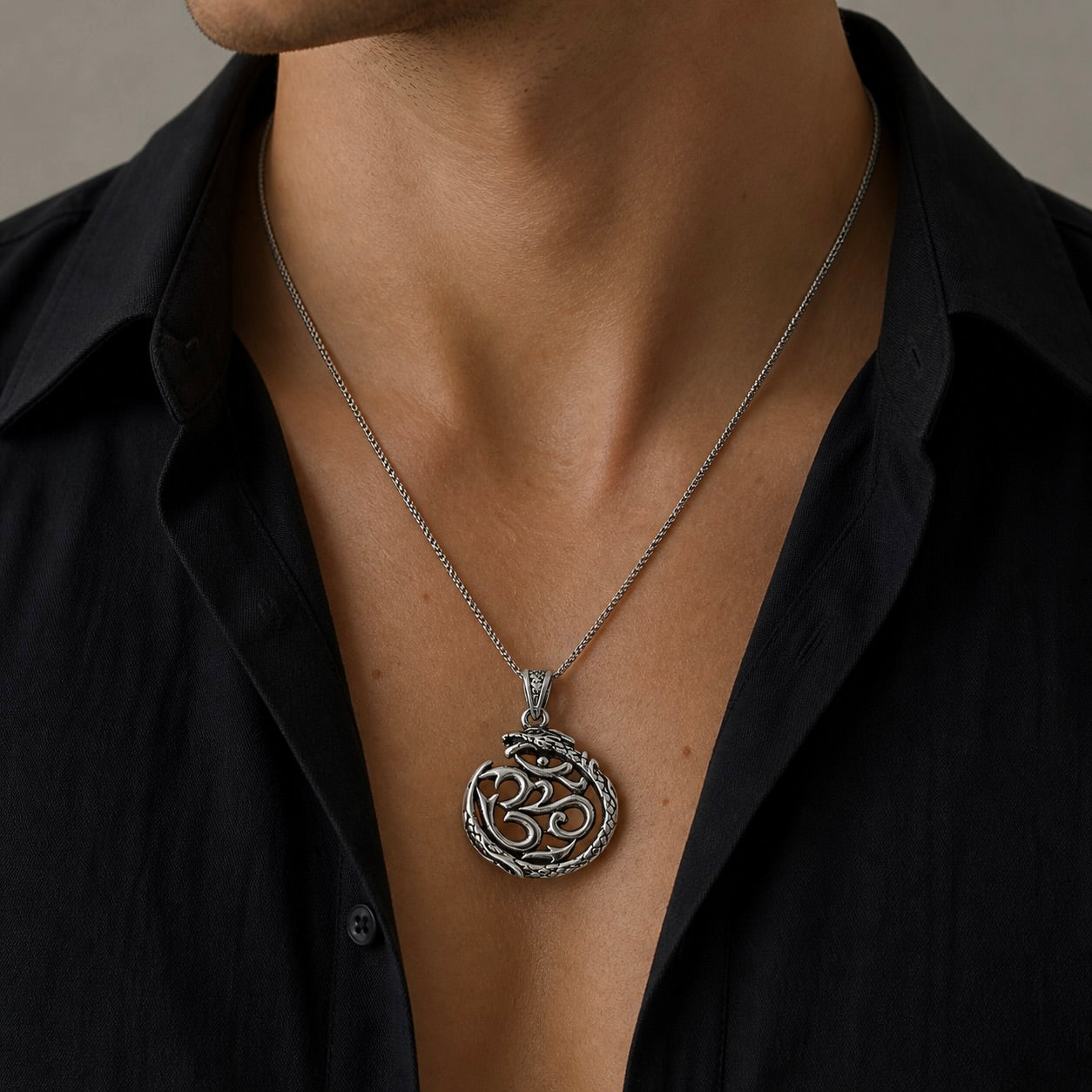 Sterling Silver 925 Om Pendant "Dragon Chant"