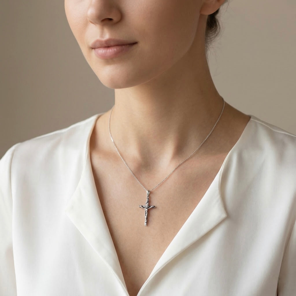 Sterling Silver 925 Cross Crucifix Pendant "Messiah"