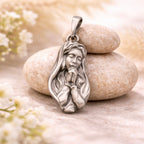Sterling Silver 925 Virgin Mary Religious Pendant “Prayer”