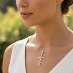 Sterling Silver 925 Rose Cross Pendant "Via Rosa"