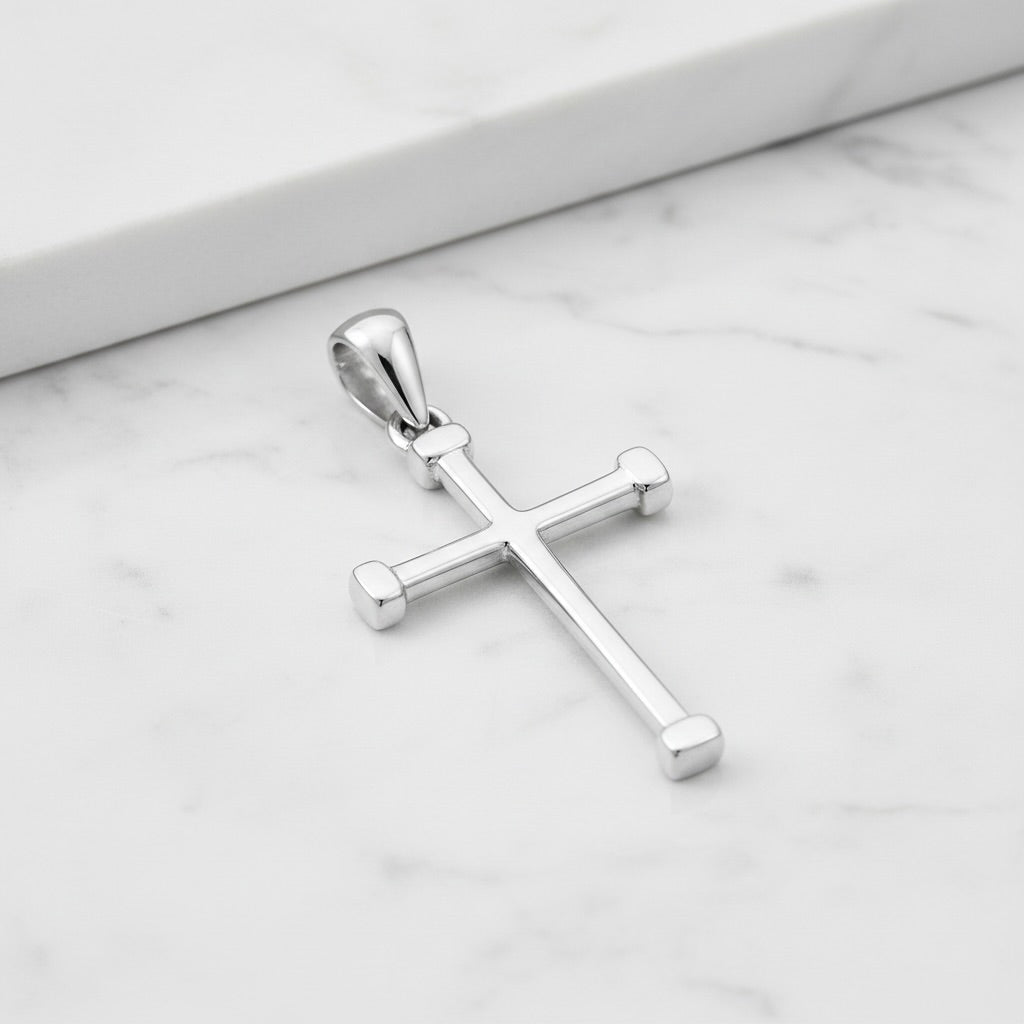 Sterlingsilber 925 Minimalistischer Unisex Kreuzanhänger „Fidelis“