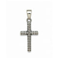 Sterling Silver 925 Textured Cross Unisex Pendant "Etch"