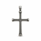 Sterling Silver 925 Unisex Braided Cross Pendant "V"