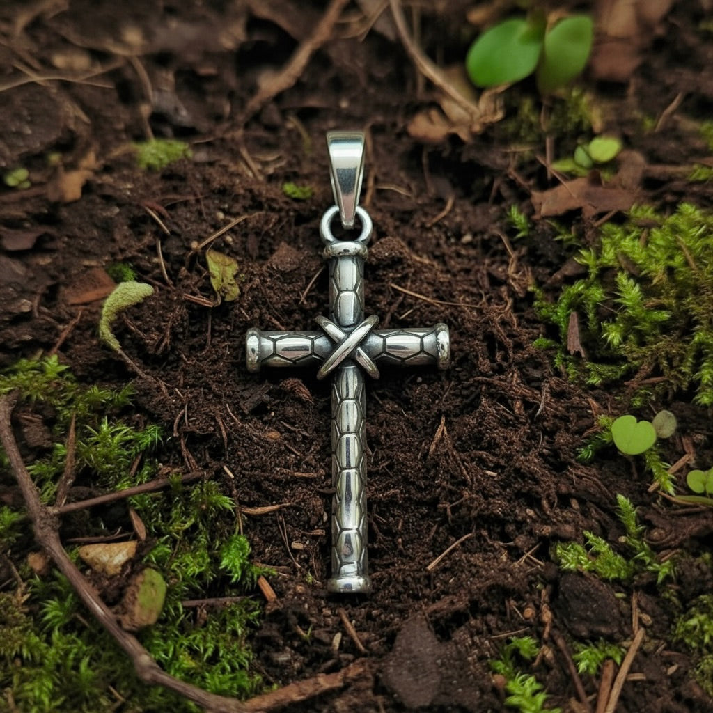 Sterling Silver 925 Textured Cross Pendant "X"