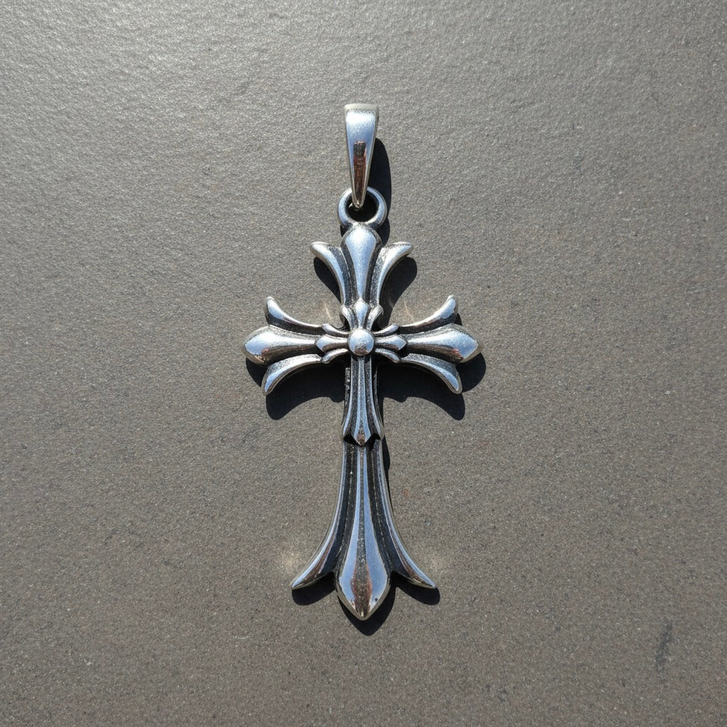 Sterling Silver 925 Unisex Double Cross Pendant "Vesper"