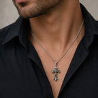 Sterling Silver 925 Unisex Double Cross Pendant "Vesper"