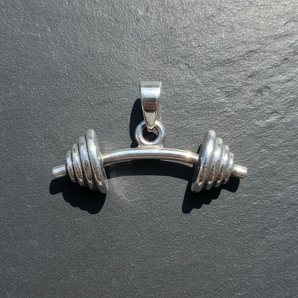 Sterling Silver 925 Dumbbell Barbell Pendant "Victor"