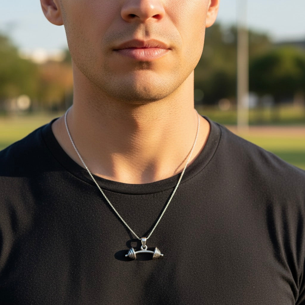Sterling Silver 925 Dumbbell Barbell Pendant "Victor"
