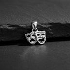 Sterling Silver 925 Drama Mask Pendant "Thalia and Melpo"
