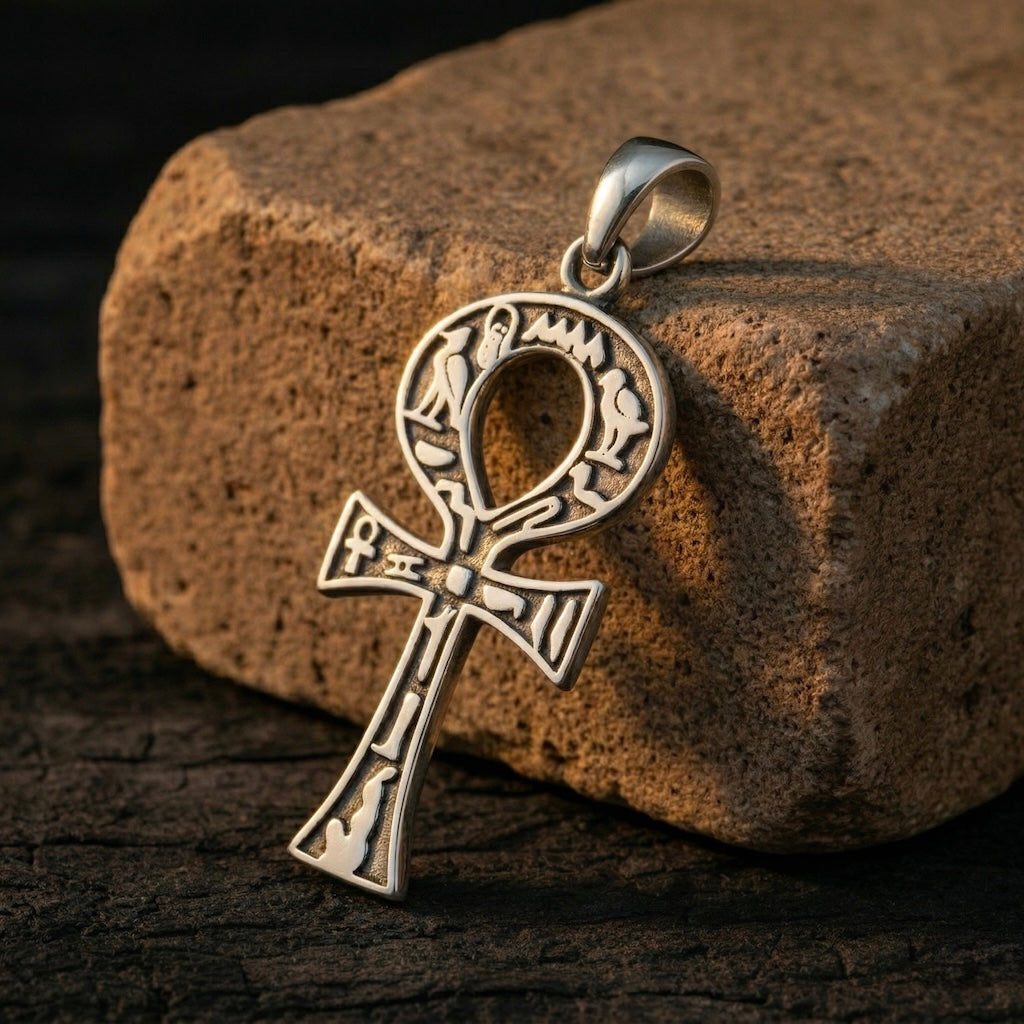 Sterling Silver 925 Ankh Key Cross Pendant "Nile"