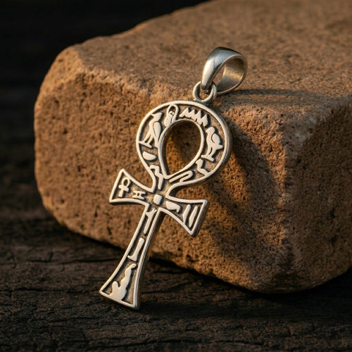 Sterling Silver 925 Ankh Key Cross Pendant "Nile"