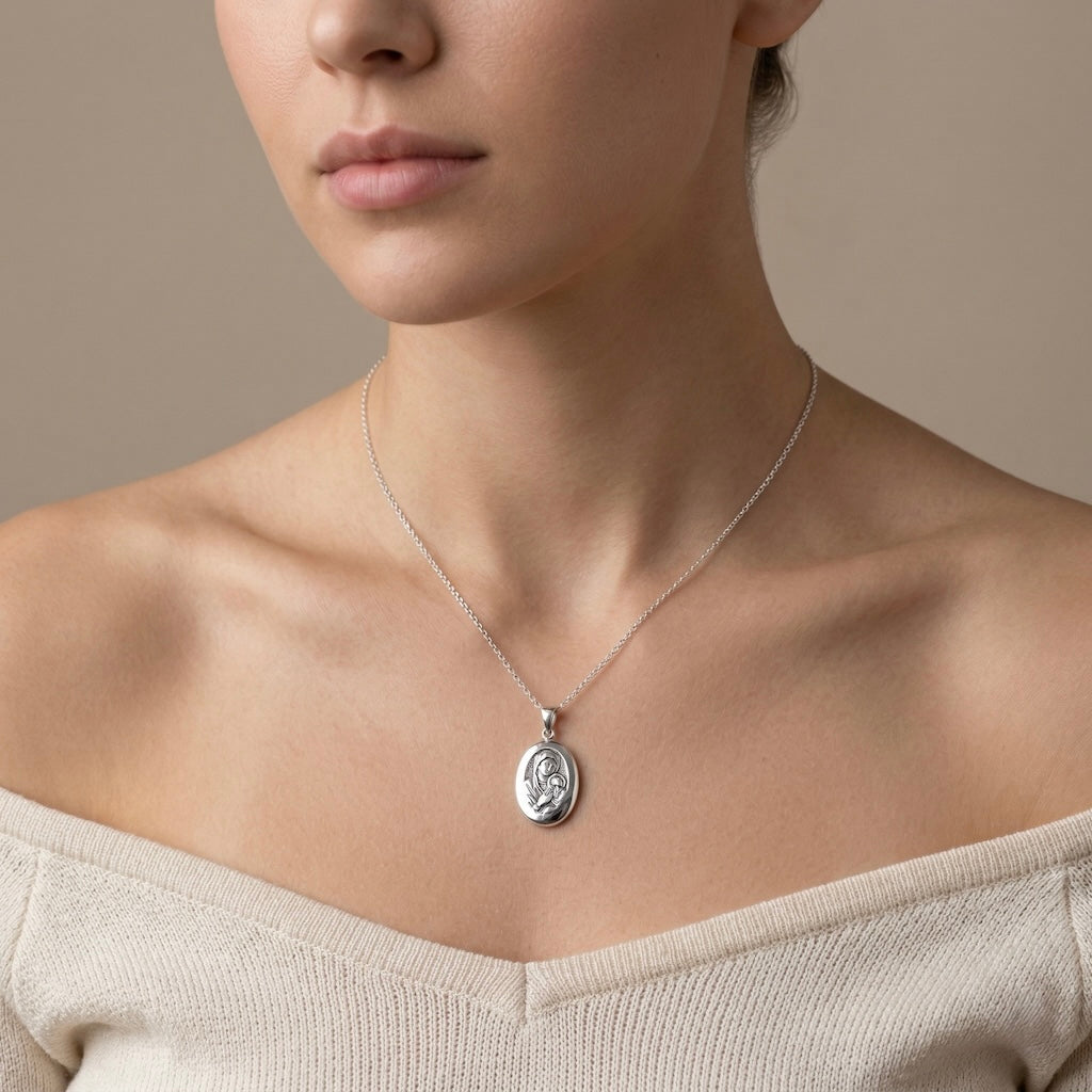 Sterling Silver 925 Virgin Mary Pendant "Devotion"