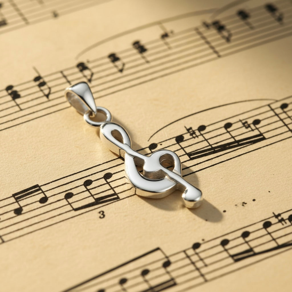 Sterling Silver 925 Treble Clef Pendant “Melody”