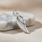 Sterling Silver 925 Single Angel Wing Pendant "Feather"