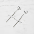 Sterling Silver 925 Cross Chain Drop Earrings "Grace"