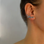 Sterling Silver 925 Climber Earrings "Leaf Whisper"