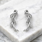Sterling Silver 925 Climber Earrings "Leaf Whisper"