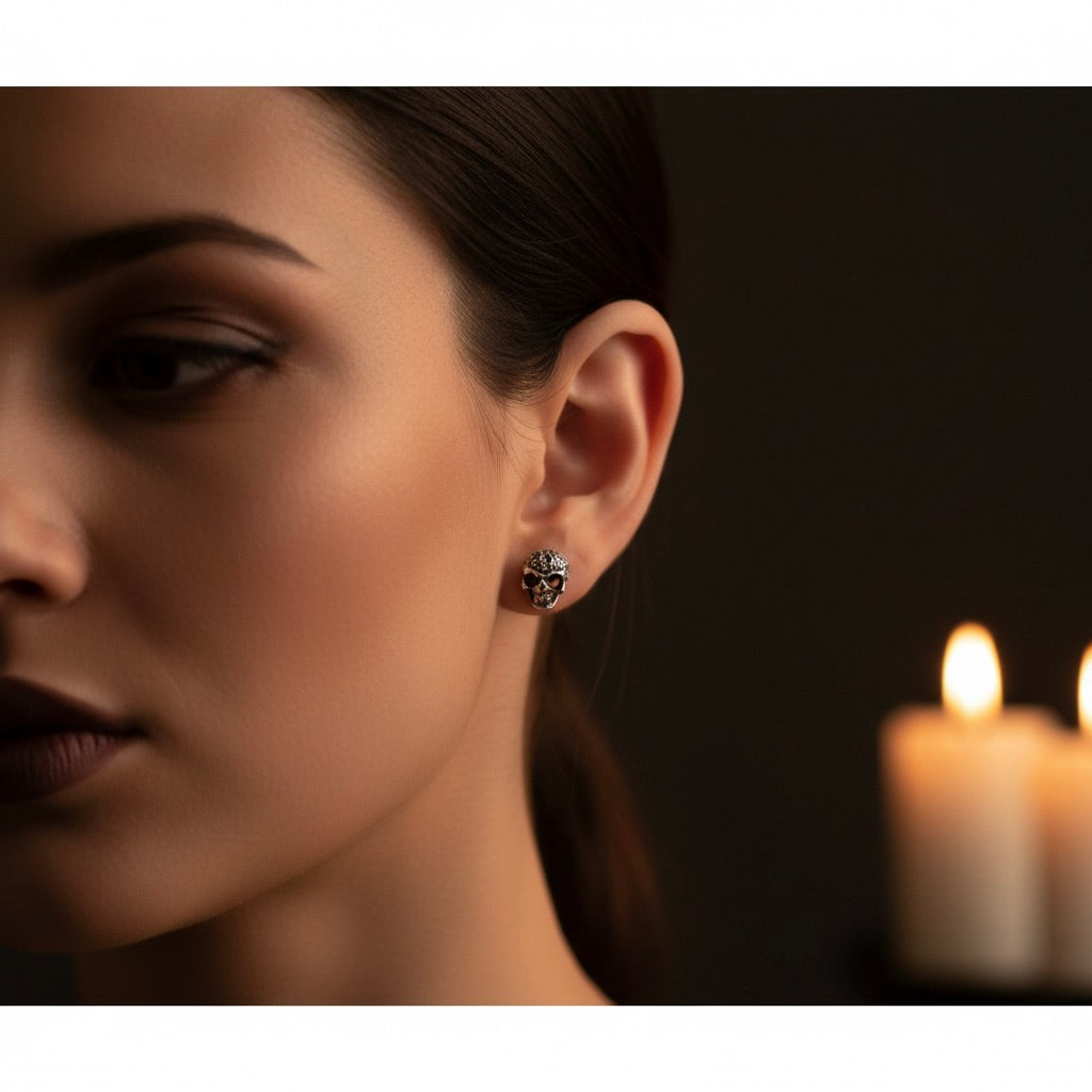 Sterling Silver 925 Skull Stud Earrings "Maverick"