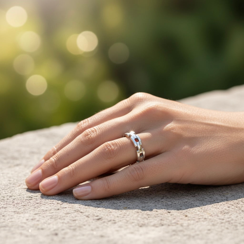 Sterling Silver 925 Chain Link Band Ring "Cadena"