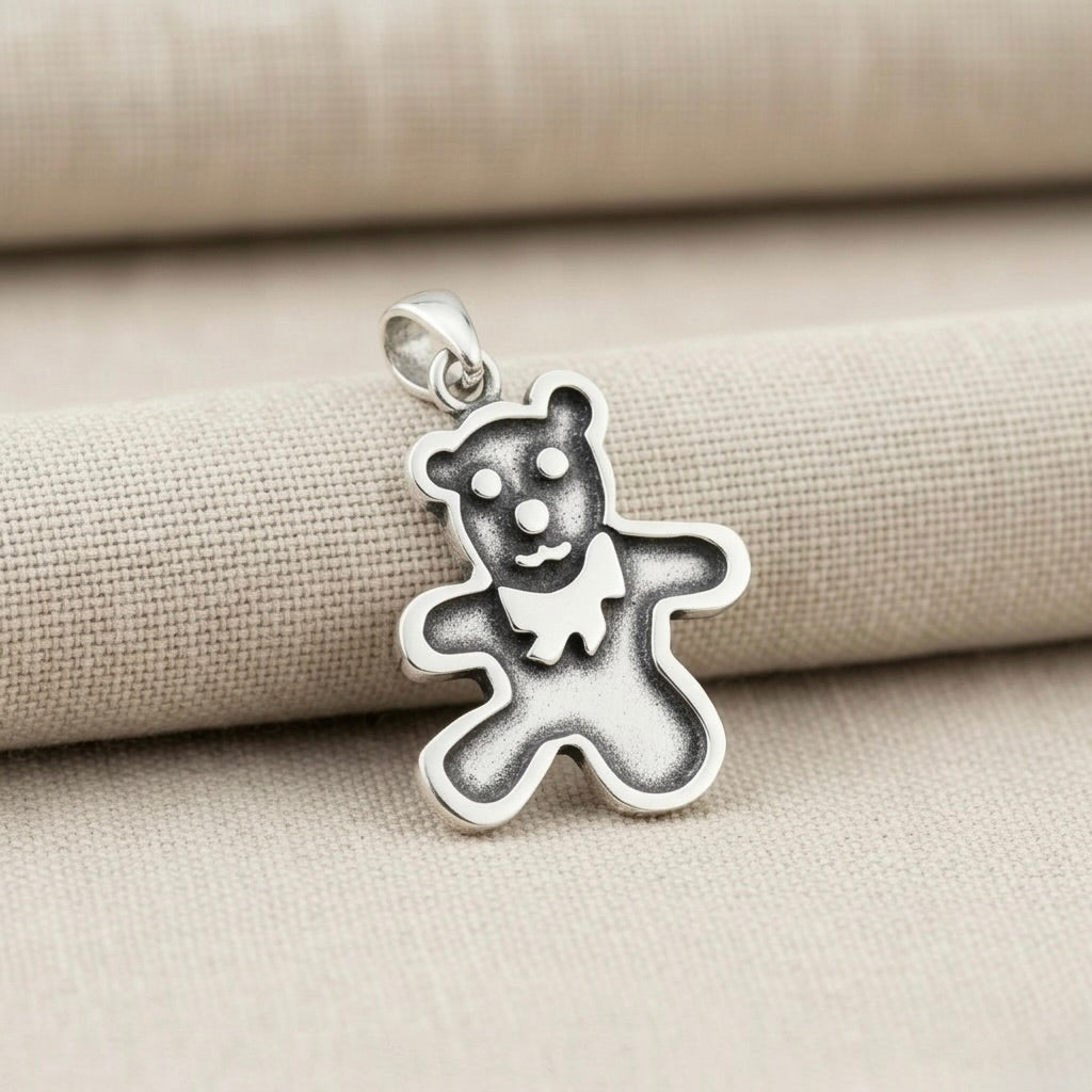 Sterling Silver 925 Bear Oxidised Pendant “Cuddle Teddy"