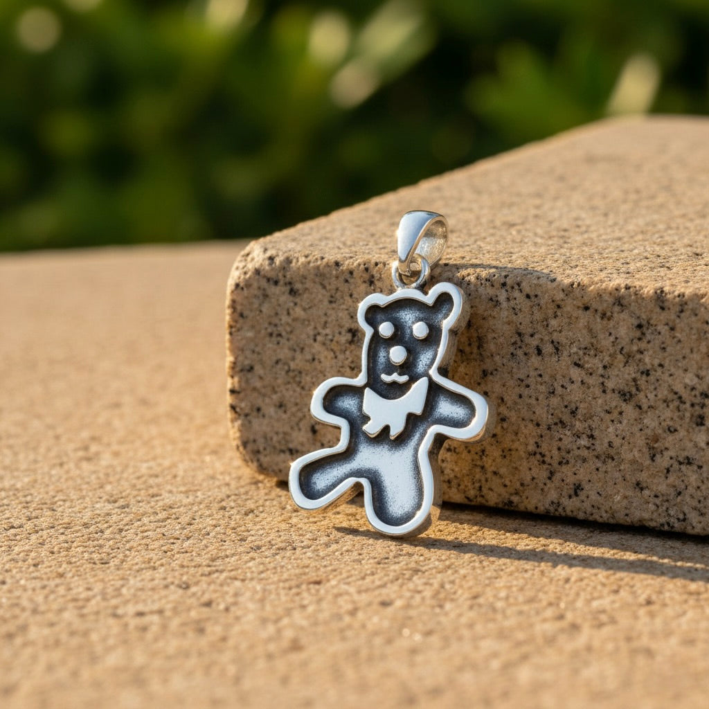 Sterling Silver 925 Bear Oxidised Pendant “Cuddle Teddy"