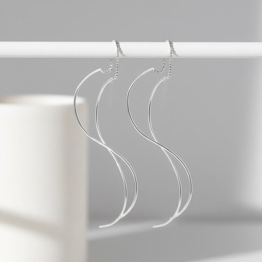 Sterling Silver 925 Long Threader Earrings “Airy”