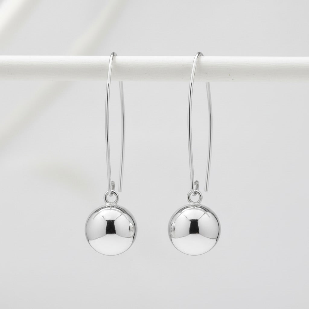 Sterling Silver 925 Dangle Drop Ball Earrings “Sphere”