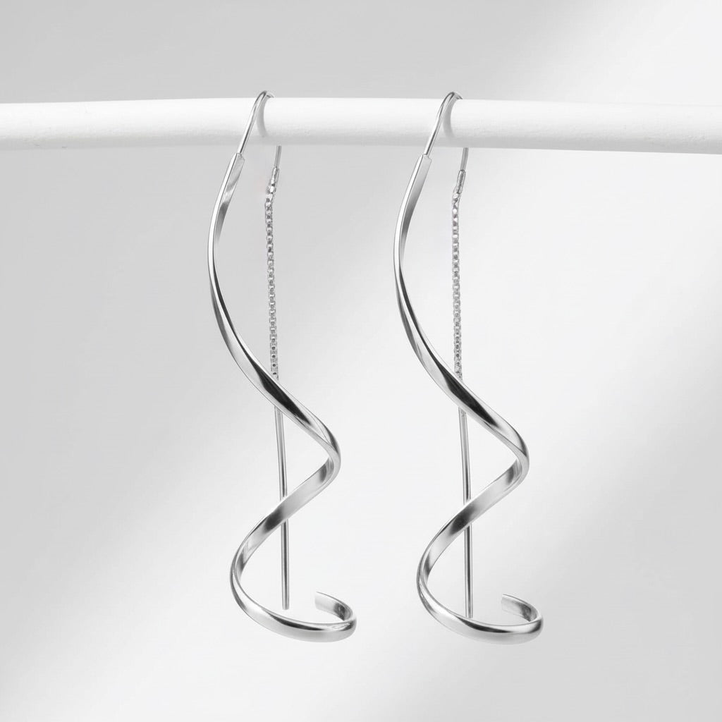 Sterling Silver 925 Spiral Threader Earrings "Twirl Twist"