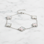 Sterling Silver Mother of Pearl Clover Bracelet