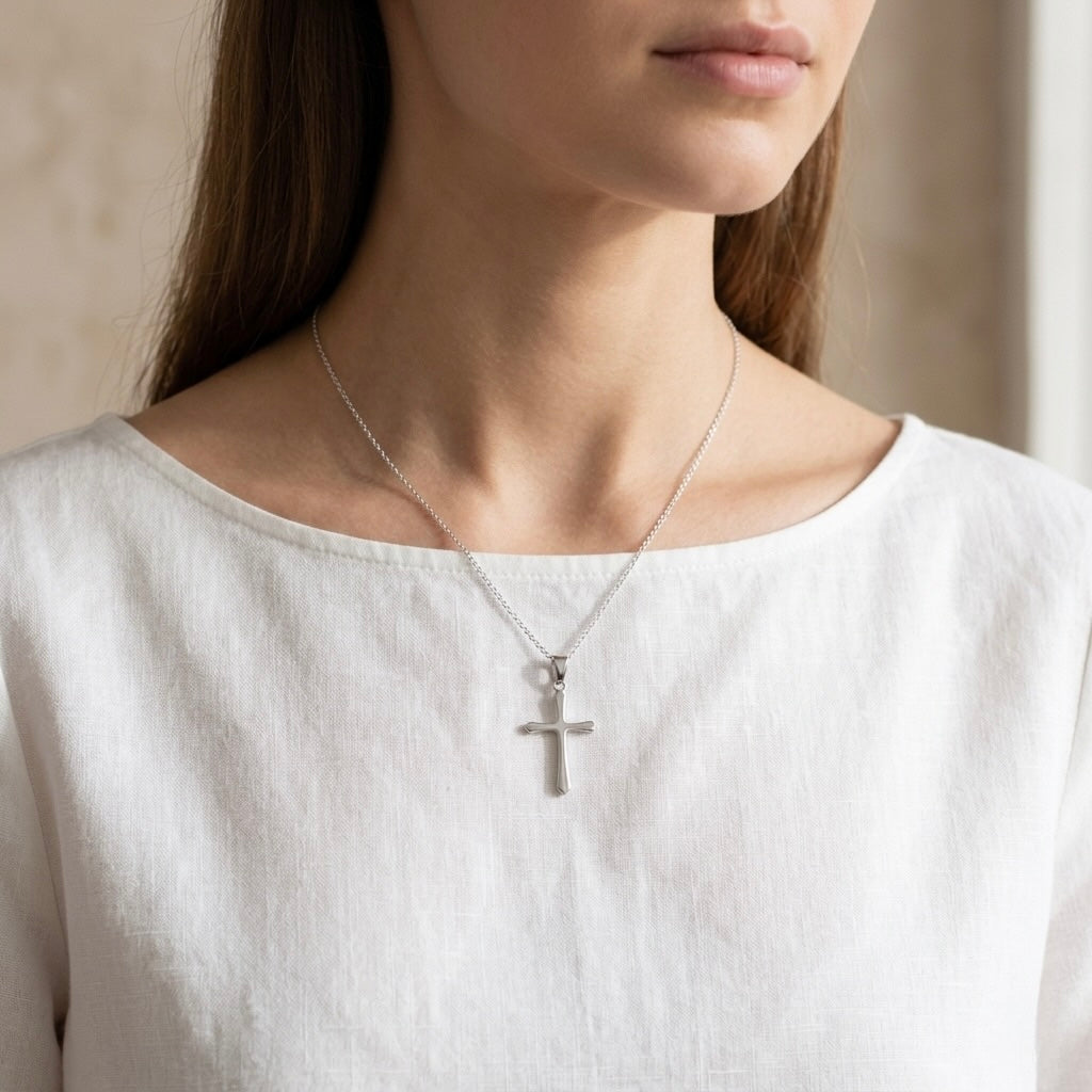 Sterling Silver 925 Cross Pendant "Simple Grace"