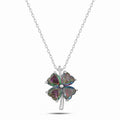 Sterling Silver 925 Clover Gem Necklace Pendant "Mystic Topaz"