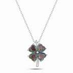 Sterling Silver 925 Clover Gem Necklace Pendant "Mystic Topaz"