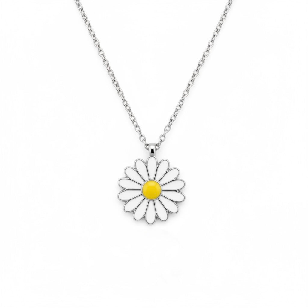 Halskette „Bellis“ aus Sterlingsilber 925 mit Gänseblümchen-Anhänger, Gelbgold vergoldet