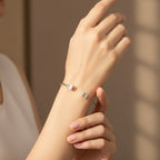 Sterling Silver 925 Open Bangle Bracelet with Sparkling CZ Gemstones “City Lights”