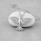 Sterling Silver 925 Phoenix Necklace CZ Pendant "Flame"