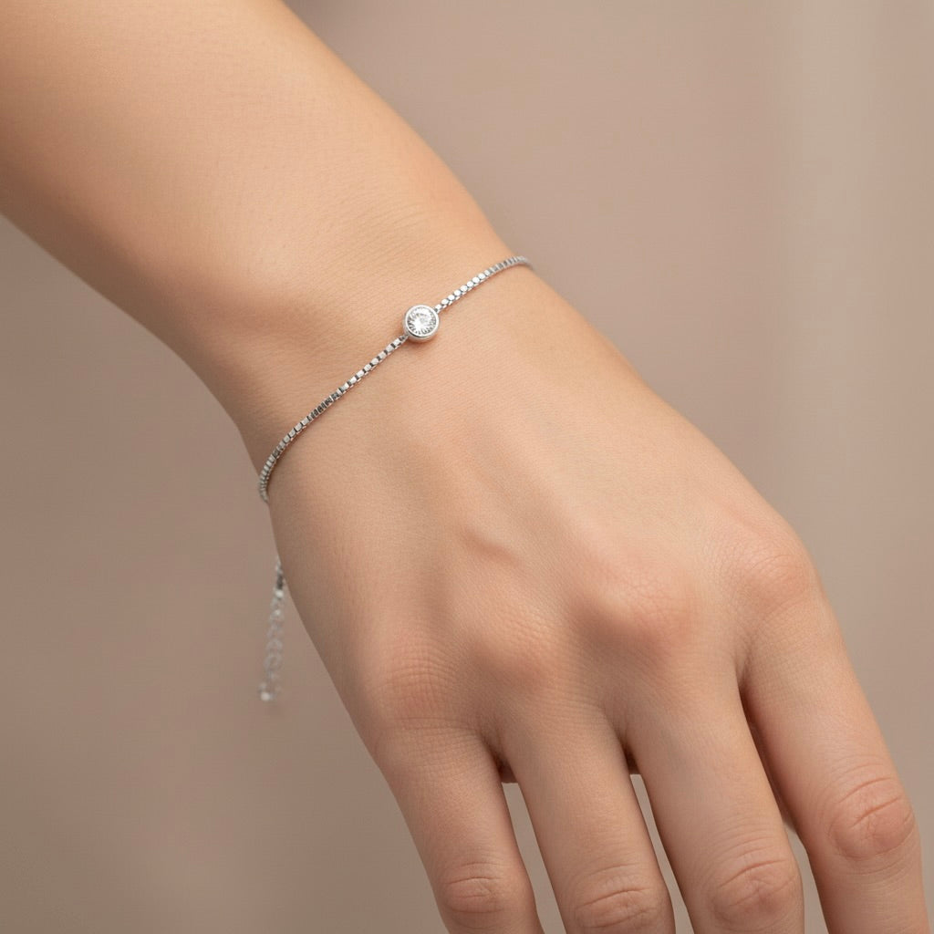 Armband aus Sterlingsilber 925 mit Zirkonia-Solitär „Gemma“