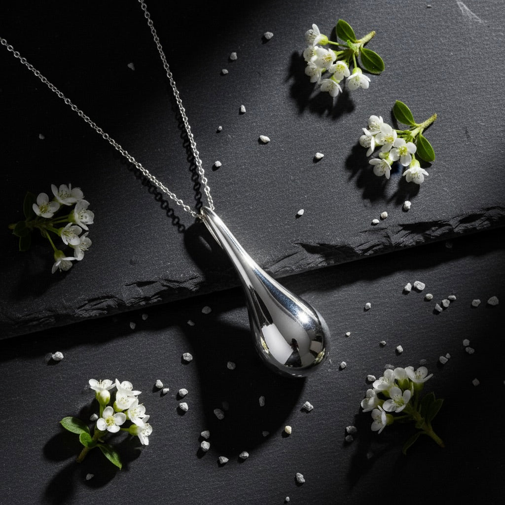 Sterling Silver 925 Teardrop Necklace Pendant "Aria"