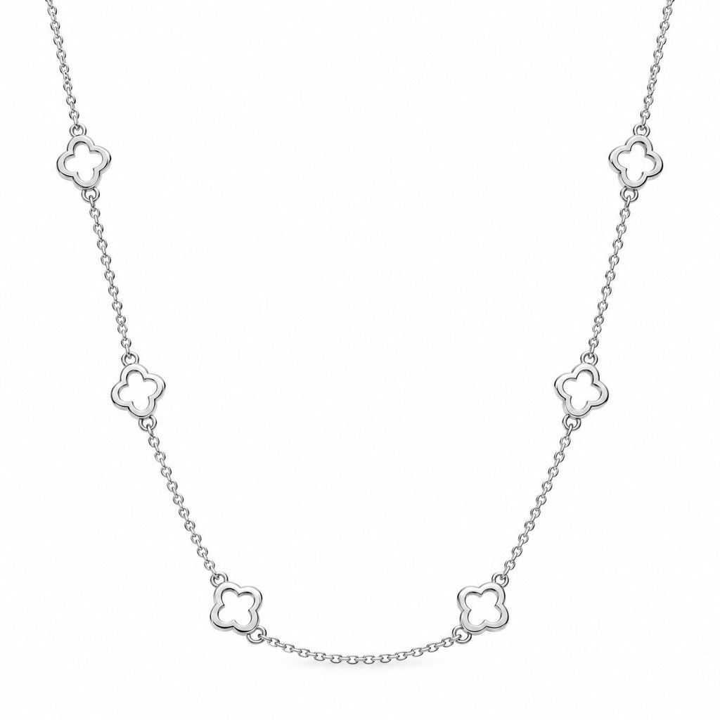 Kette "Oxalis" aus Sterlingsilber 925 mit vierblättrigem Kleeblatt und durchbrochenem Muster