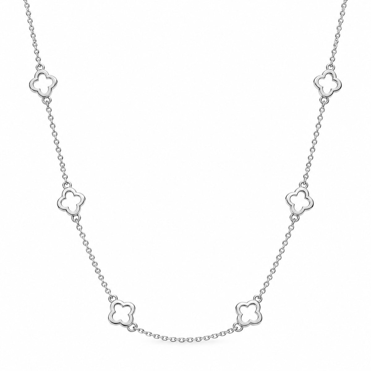 Kette "Oxalis" aus Sterlingsilber 925 mit vierblättrigem Kleeblatt und durchbrochenem Muster