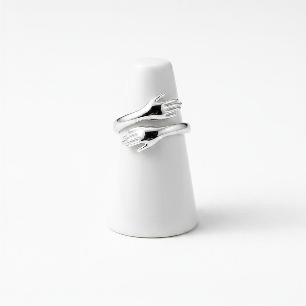 925 Sterling Silber Ring „Soul“, Hände umarmend