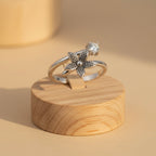 Sterling Silver 925 Daisy Flower CZ Wrap Adjustable Ring "Chloe"
