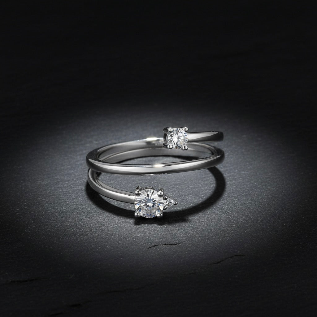 Sterling Silver 925 Adjustable CZ Gemstones Ring "Twyla"