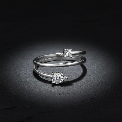 Sterling Silver 925 Adjustable CZ Gemstones Ring "Twyla"