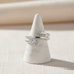 Sterling Silver 925 Adjustable CZ Gemstones Ring "Twyla"