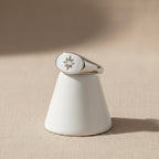Sterling Silver 925 Starlight Signet CZ Adjustable Ring "Stardust"